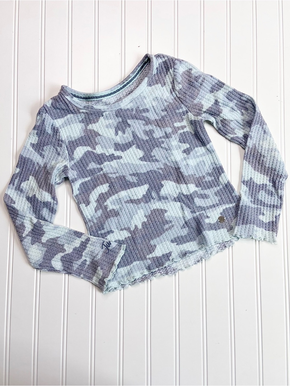 •Justice• waffle knit camo top